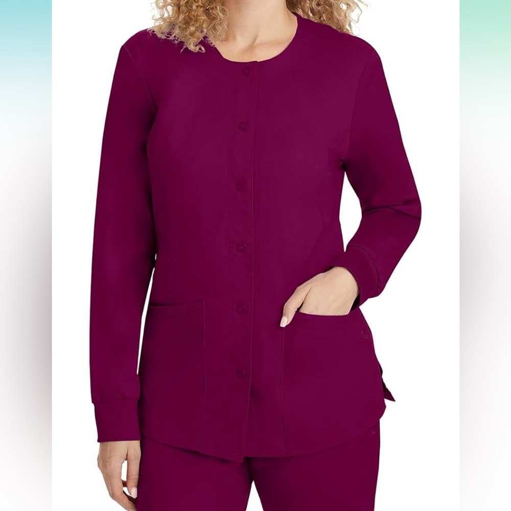 Healing Hands Maroon Button-Up Top